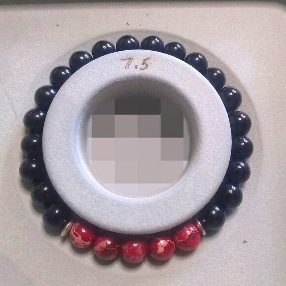 Deep Red Sea Sediment Jasper Beaded Stone Bracelet! Unisex Stretch Bracelet - Picture 3 of 10